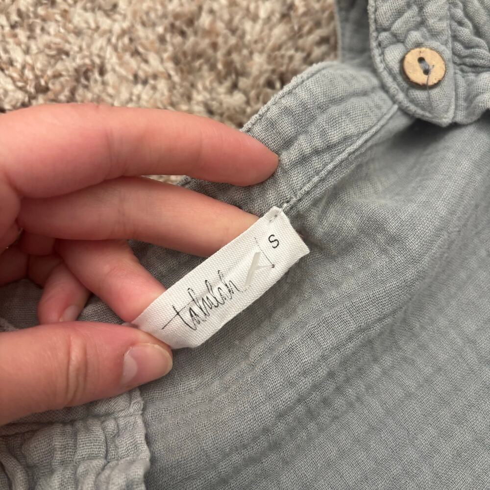 Talulah Gray Gauze Cotton Tunic Shirt Small Oversized Boho Lagenlook Henly Top - Picture 11 of 11
